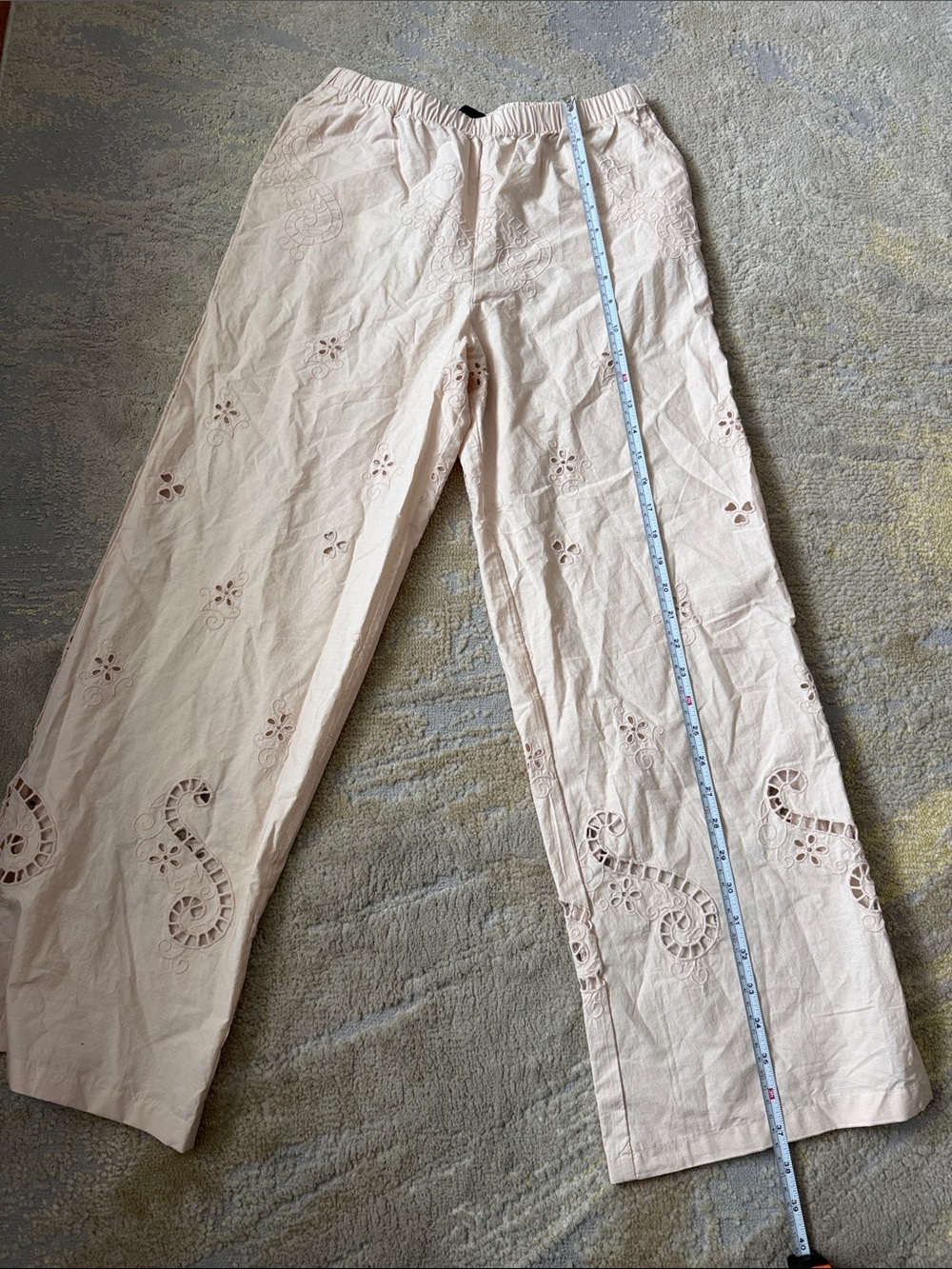 Zara Cream Eyelet Cotton Pants for Kids